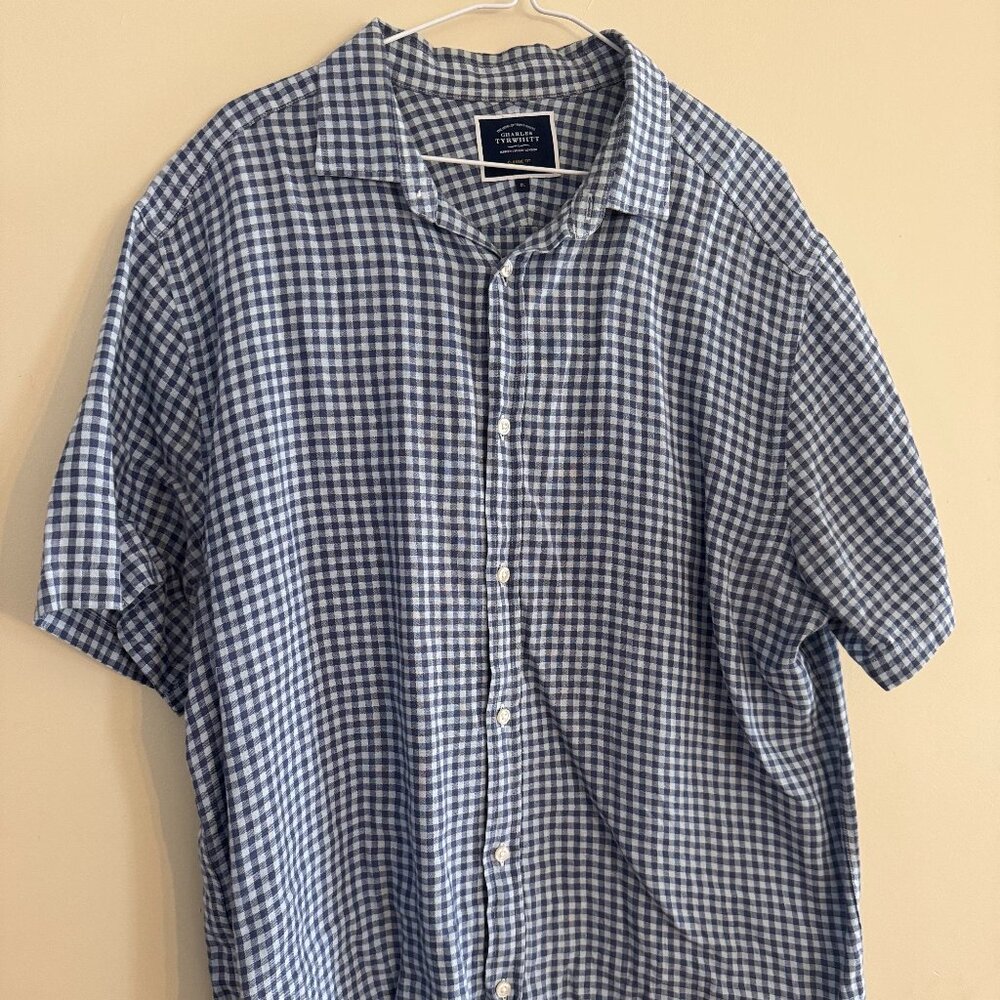 Charles Tyrwhitt Mens Linen Short Sleeve Button down shirt